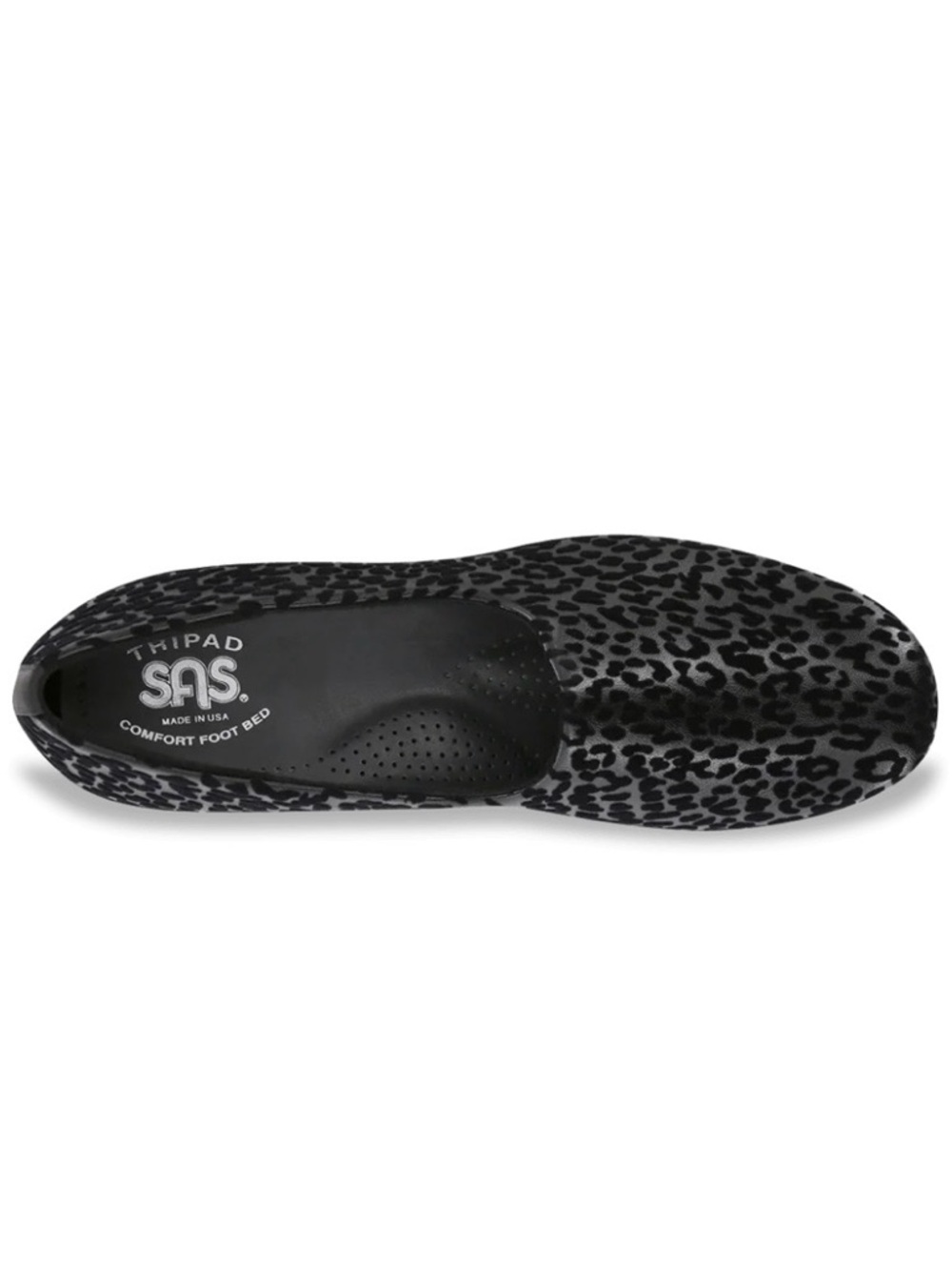 SAS Bliss Slip On Wedges BLK Leopard Print SZ 11 Comfort Support Casual Stretch